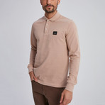 Cage Long Sleeve Polo // Beige (X-Large)
