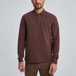 Cage Long Sleeve Polo // Brown (Large)