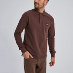 Cage Long Sleeve Polo // Brown (Large)