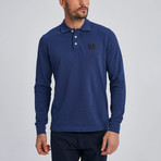 Cage Long Sleeve Polo // Navy (S)