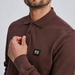 Cage Long Sleeve Polo // Brown (X-Large)