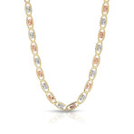 Solid 14K Gold Diamond Cut Celestial Chain Necklace // 4mm // Yellow + White + Rose