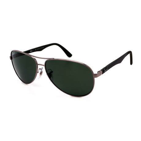 Unisex RB8313-4N5 Aviator Polarized Sunglasses // Black + Dark Green