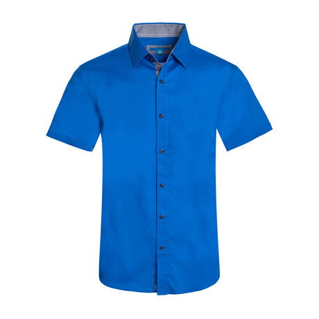 Cotton-Stretch Short Sleeve Solid Shirt // Sky (S)