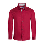 Cotton-Stretch Long Sleeve Shirt // Burgundy (M)