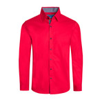 Cotton-Stretch Long Sleeve Shirt // Red (M)