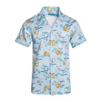 Cielo Flor Cotton Short Sleeve Shirt // Blue (S)