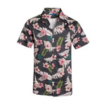 Pink Hibiscus Cotton Short Sleeve Shirt // Gray (M)