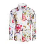 Naples Floral Long Sleeve Shirt // White (S)