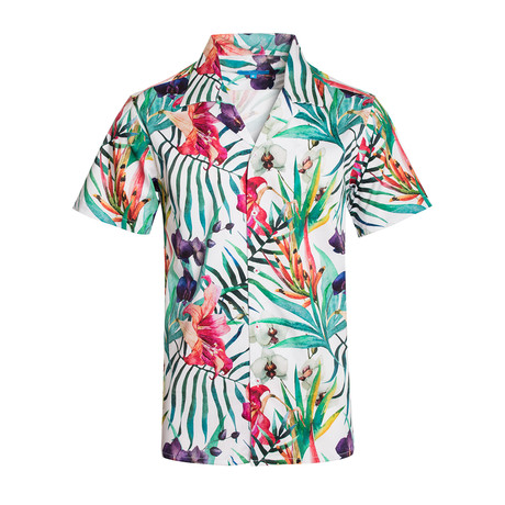 Tropical Cotton Short Sleeve Shirt // White (S)