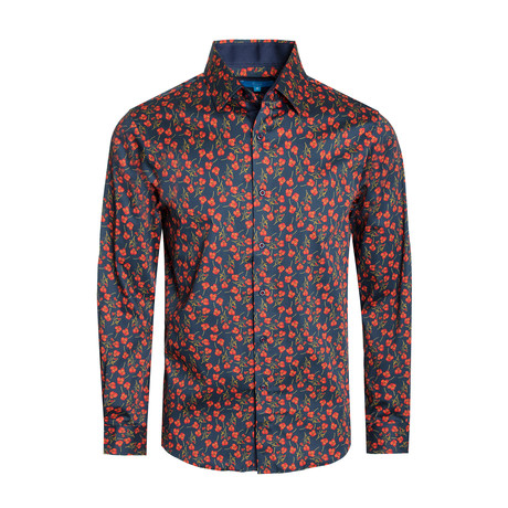 Milan Floral Long Sleeve Shirt // Navy (S)