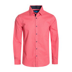 Geometric Pattern Cotton Long Sleeve Shirt // Coral (2XL)