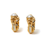 18k Yellow Gold Pearl Earrings // Pre-Owned