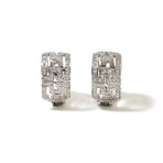 18k White Gold Diamond Pave Parentesi Earrings // New