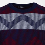 MCR // Damien Tricot Sweater // Dark Blue + Claret Red (L)