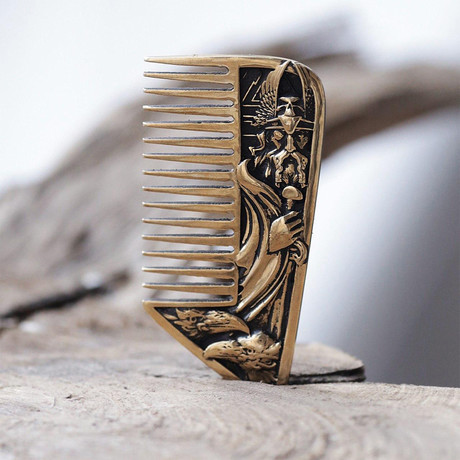 Brass Beard Comb “Odin”