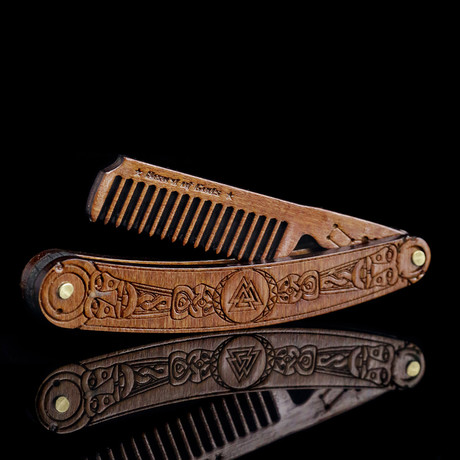 Viking Wooden Beard Comb “Valknut”