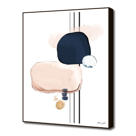 Abstract Study Blush and Navy Blue (16"W x 16"H x 0.2"D)