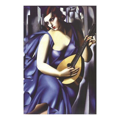 Tamara de Lempicka // Woman in Blue with Guitar // Offset Lithograph