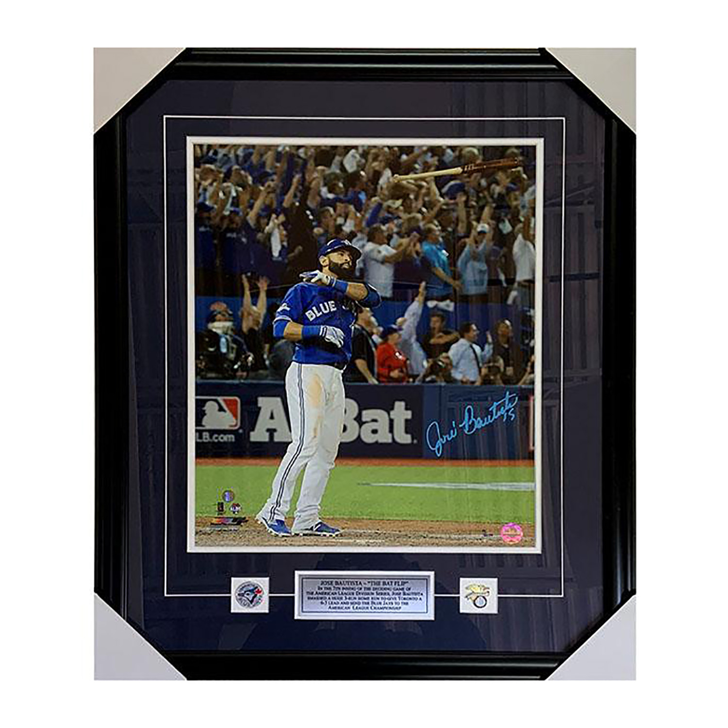 Jose Bautista // Framed Autographed Toronto Blue Jays // 'Bat Flip