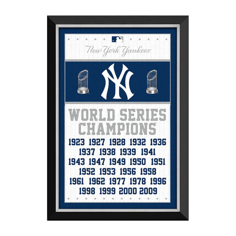 New York Yankees Championships // Banner Framed Canvas // World Series Wins