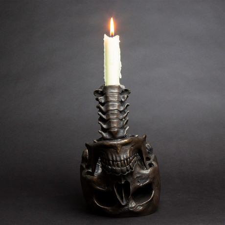 Skull Candlestick // Darkened Bronze