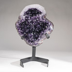 Large Polished Amethyst Crystal Cluster + Metal Stand V1