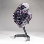 Large Polished Amethyst Crystal Cluster + Metal Stand V1