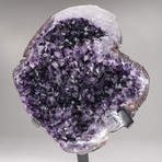 Large Polished Amethyst Crystal Cluster + Metal Stand V1