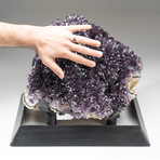 Large Polished Amethyst Crystal Cluster + Metal Stand V3