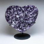 Large Amethyst Crystal Cluster Heart + Metal Stand V1