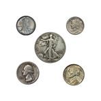 World War II U.S. 5-Coin Set // Relics of a Bygone Era Series // Wood Presentation Box