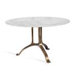 Tanner Round Dining Table (Lucust Gray + Antique Bronze)