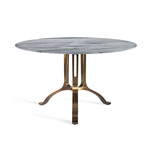 Tanner Round Dining Table (Carrara White + Antique Bronze)