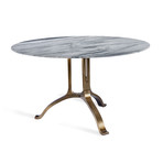 Tanner Round Dining Table (Carrara White + Antique Bronze)