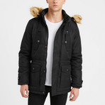 Fur Hood Coat // Black (2XL)