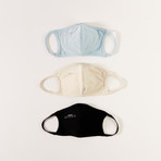 Contoured Performance Face Mask // 3-Pack // Jet Black + Soft Blue + Wheat