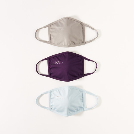 Flat Performance Face Mask // 3-Pack // Cool Gray + Plum + Soft Blue