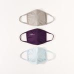 Flat Performance Face Mask // 3-Pack // Cool Gray + Plum + Soft Blue