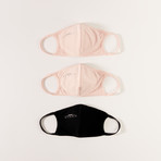 Contoured Performance Face Mask // 3-Pack // Jet Black + Rose Quartz + Rose Quartz