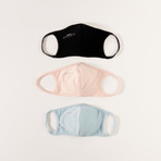 Contoured Performance Face Mask // 3-Pack // Jet Black + Rose Quartz + Soft Blue