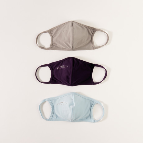 Contoured Performance Face Mask // 3-Pack // Cool Gray + Plum + Soft Blue