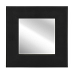 Black + Black Metallic Shagreen Leather Framed Beveled Mirror // 30" x 30"