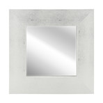 Silver + White Metallic Shagreen Leather Framed Beveled Mirror