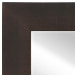 Bronze + Black Metallic Shagreen Leather Framed Beveled Mirror // 30" x 30"