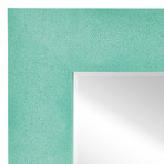 Metallic Teal Shagreen Leather Framed Beveled Mirror