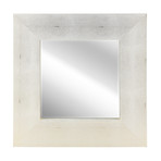 Gold + White Metallic Shagreen Leather Framed Beveled Mirror