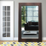 Bronze + Black Metallic Shagreen Leather Framed Beveled Mirror // 80" x 48"