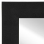 Black + Black Metallic Shagreen Leather Framed Beveled Mirror // 30" x 30"