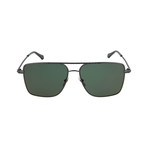 Men's Square Sunglasses // Ruthenium + Green